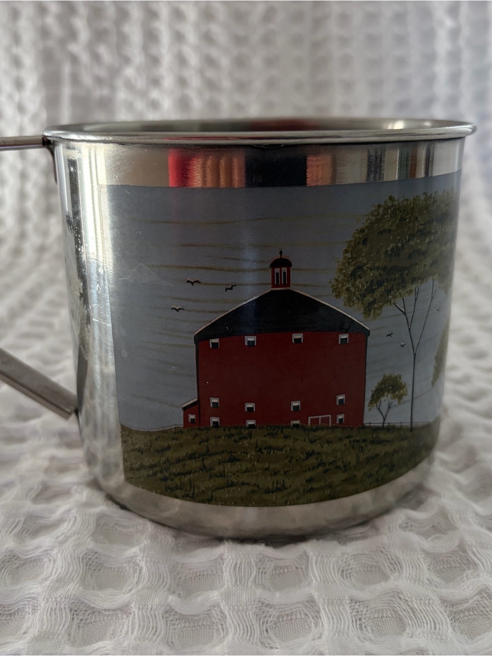 Warren Kimble vintage 1990’s Red Barn Scenic Stainless Steel Camping Mug
